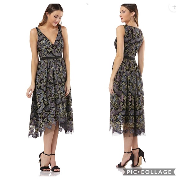 Js collection floral embroidered high-low dress - Picture 1 of 5